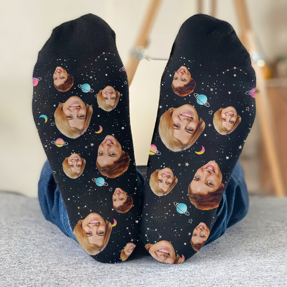 Custom Face Galaxy – Personalisierte Socken für beste Freundinnen
