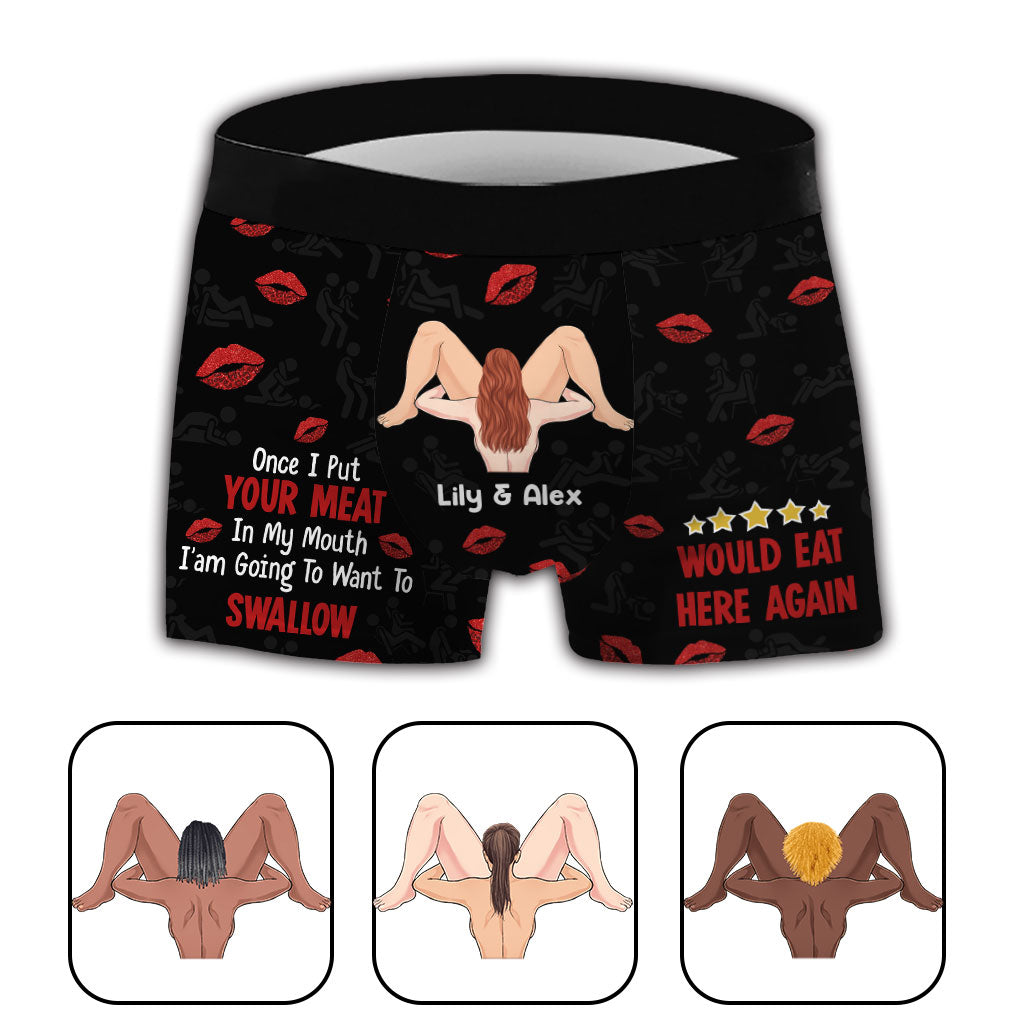Ich würde hier wieder essen – Geschenk für Ehemann, Ehefrau, Freund, Freundin – Personalisierte Herren-Boxershorts