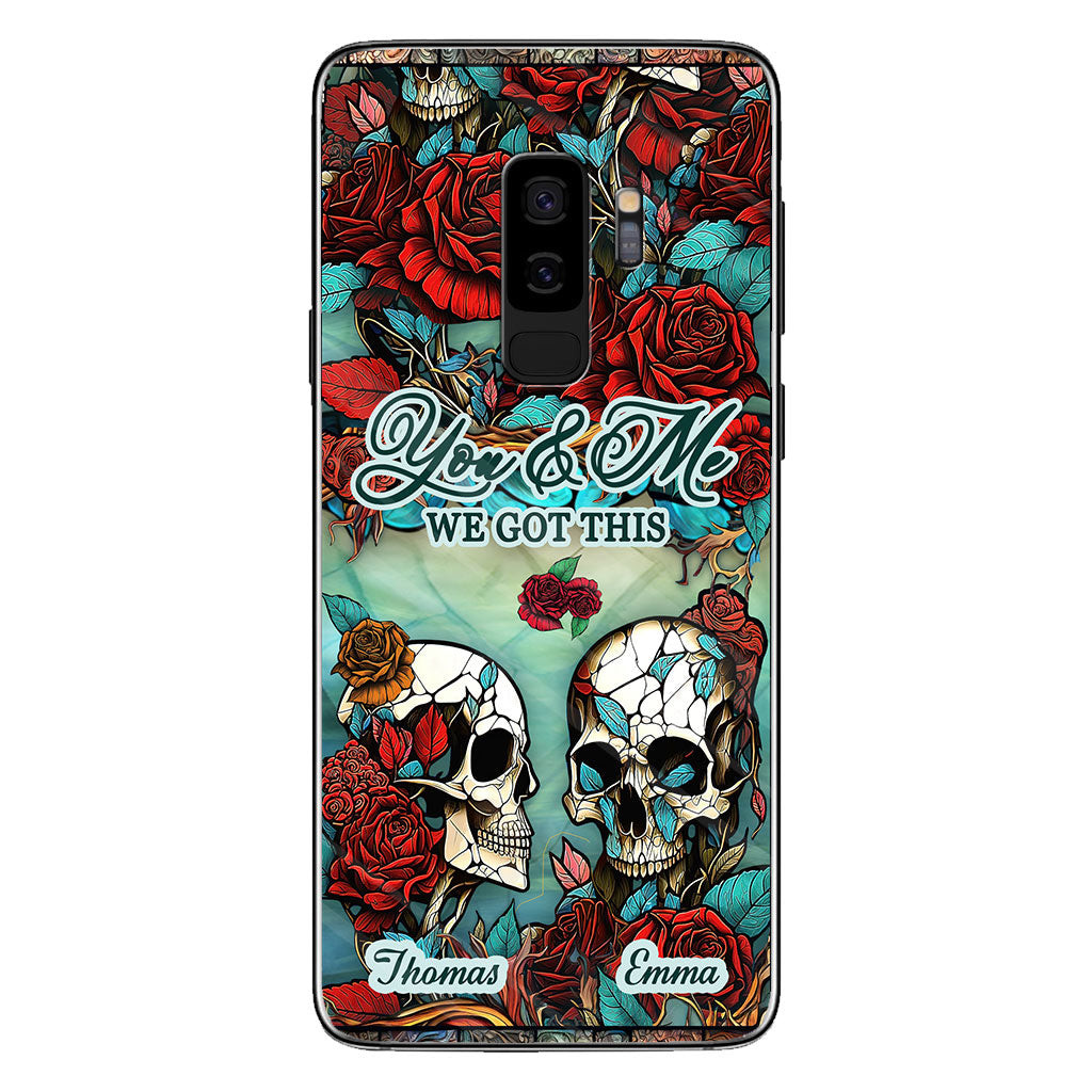 Totenkopf-Paar – Totenkopf-Geschenk für Ehemann, Ehefrau, Freund, Freundin – Personalisierte Handyhülle