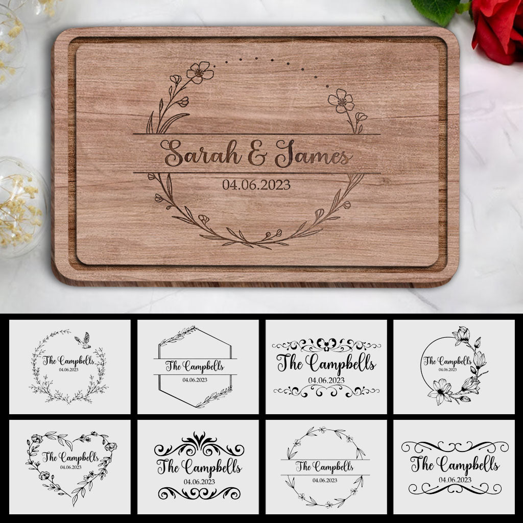 Schneidebrett mit Gravur als Hochzeitsgeschenk - Personalisiertes Hochzeitsschneidebrett