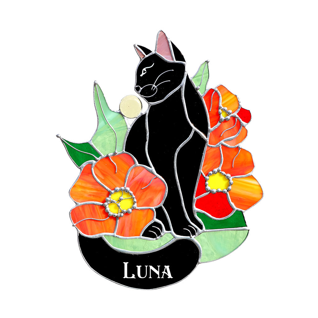 Black Cat - Personalized Black Cat Shaped Doormat