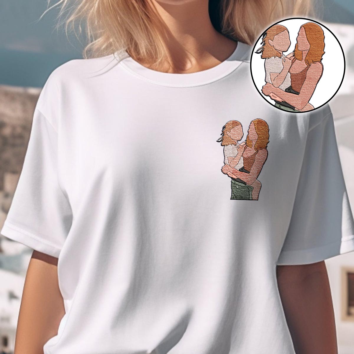 Individuelles 2D-Foto – Personalisiertes T-Shirt mit Mutterstickerei