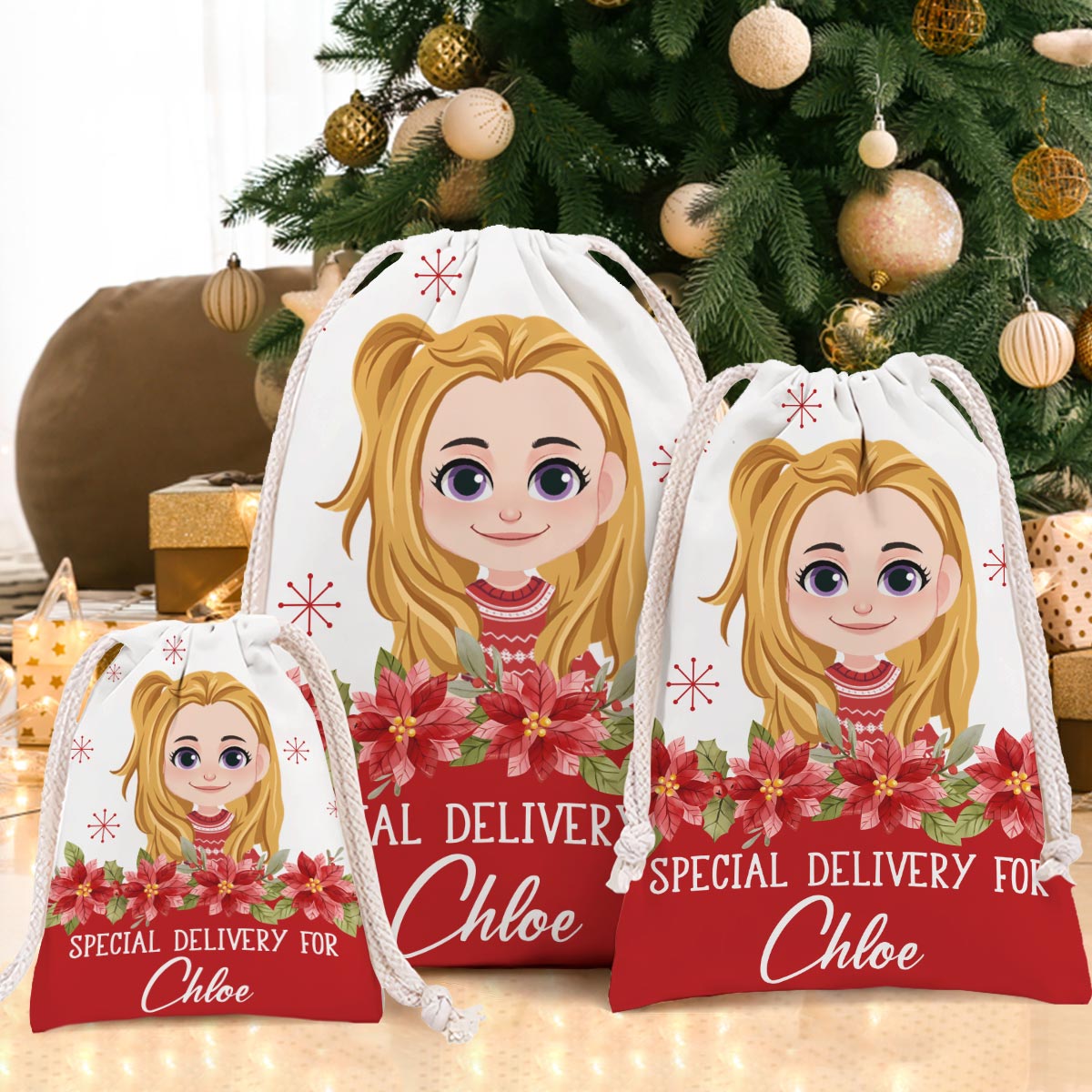 Special Delivery - Personalized Kid Drawstring Tote Bag