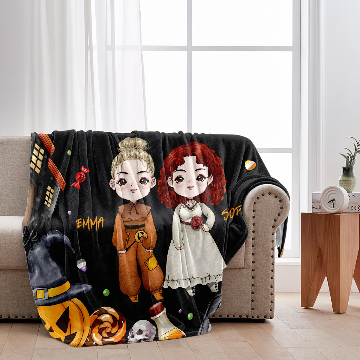 Wenn wir zusammen sind, ist jede Nacht Halloween – Personalisierte Freundschaftsdecke