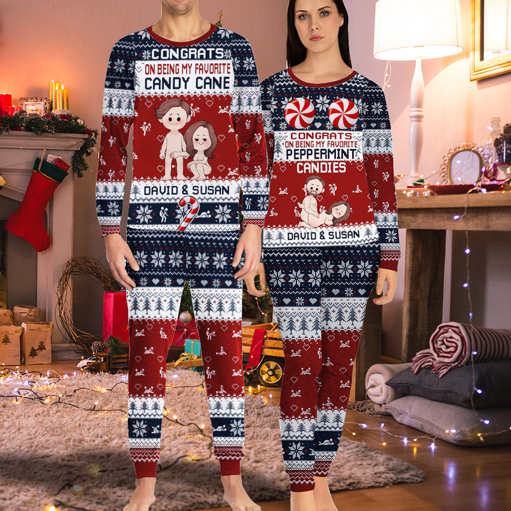 Herzlichen Glückwunsch, dass du mein Lieblings-Pfefferminzbonbon bist! - Personalisiertes Partner-Pyjama-Set