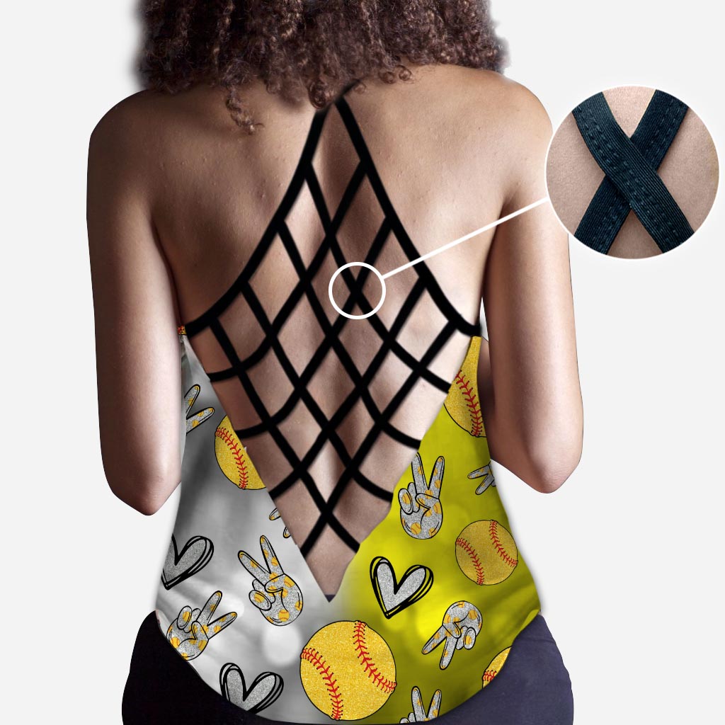 Coole Softball-Mama – Personalisiertes Softball-Tanktop mit Kreuz