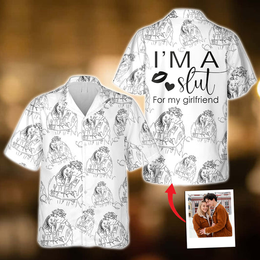 Individuelle Pärchenzeichnung – Geschenk für den Freund – Personalisiertes Hawaiihemd