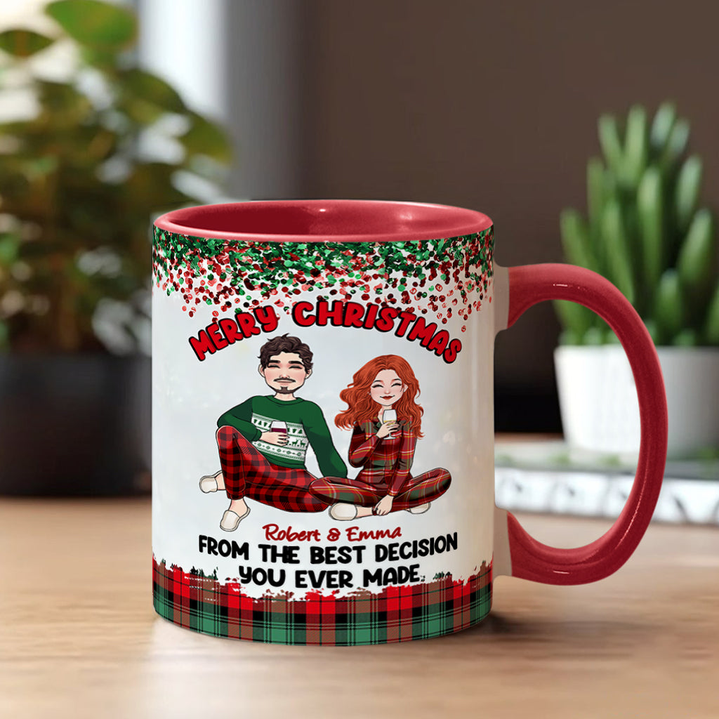 Fröhliche Weihnachten von der besten Entscheidung, die du je getroffen hast – personalisierte Tasse für Paare