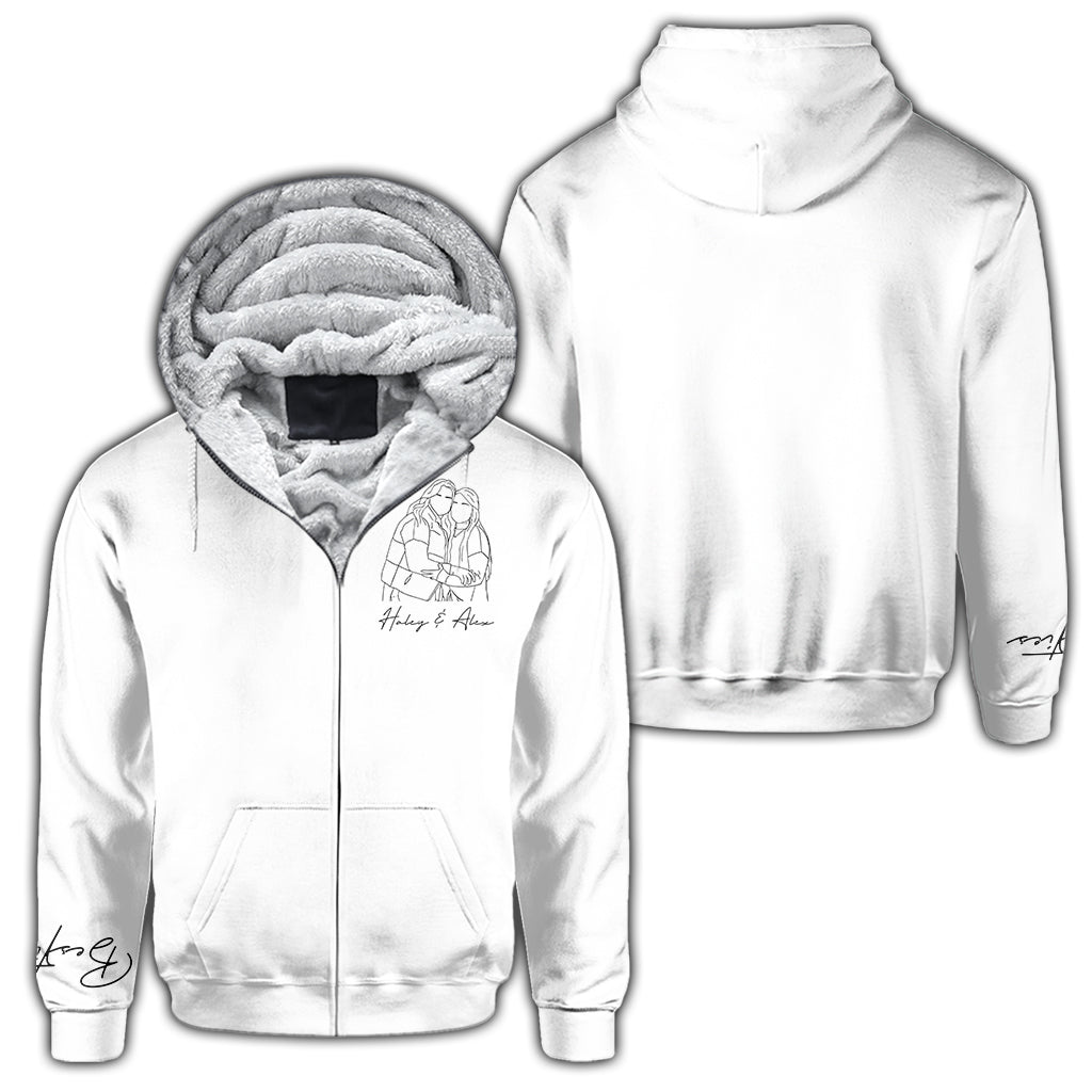 Beste Freundinnen-Strichzeichnung - Personalisiertes Bestie-Shirt mit Allover-Aufdruck