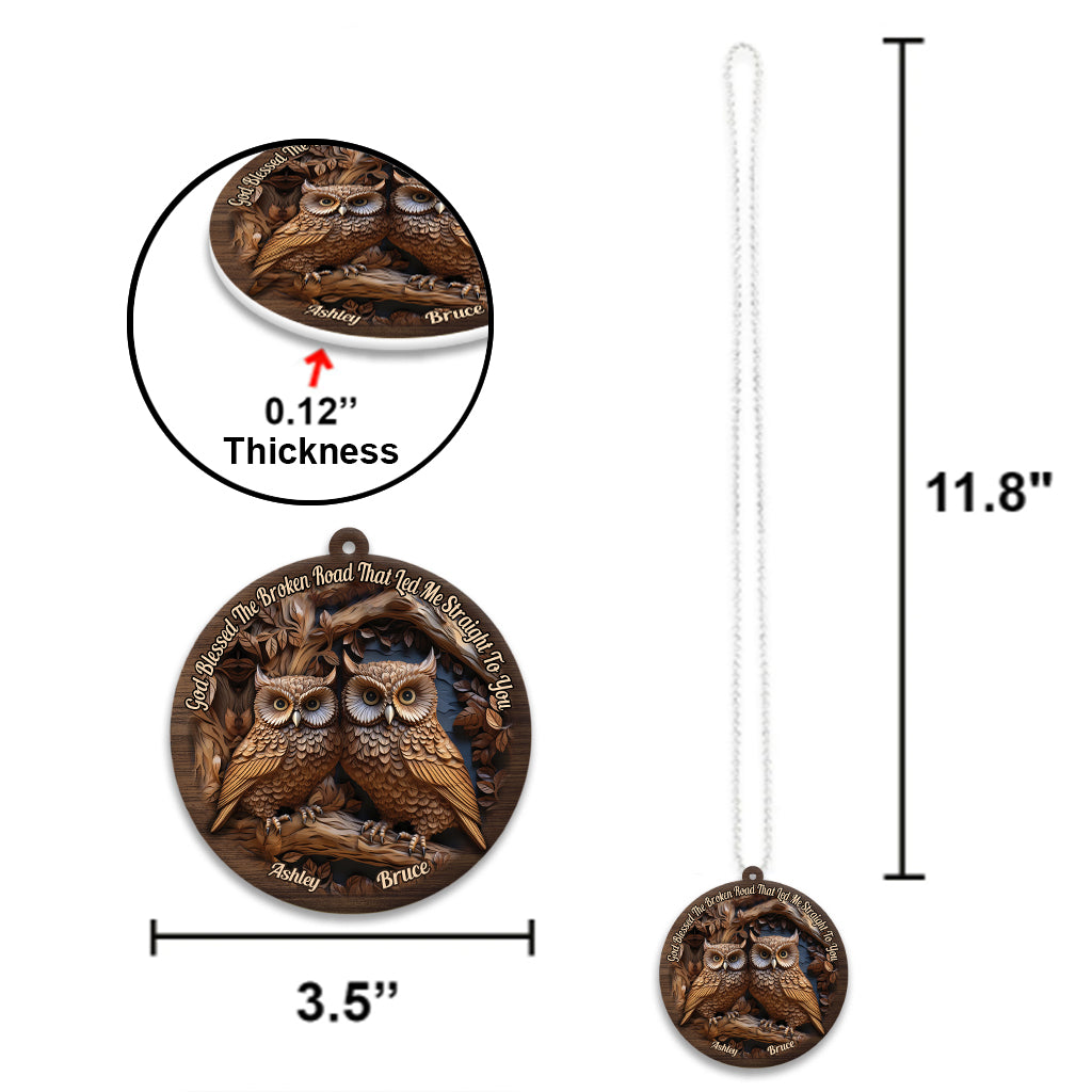 Gott segne den holprigen Weg – Personalisierte Eulen-Autodekoration