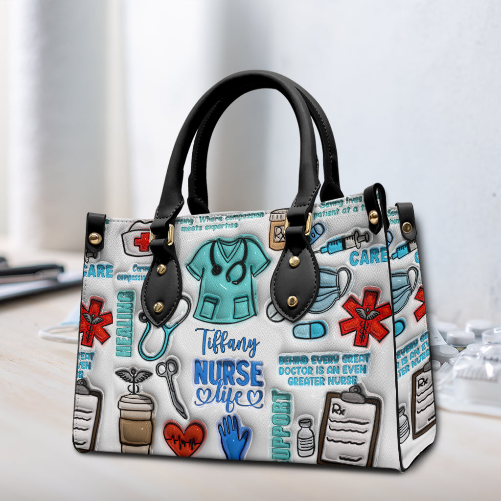 Nurse Life – Personalisierte Lederhandtasche für Krankenschwestern