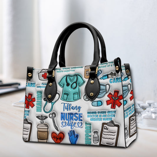 Nurse Life – Personalisierte Lederhandtasche für Krankenschwestern