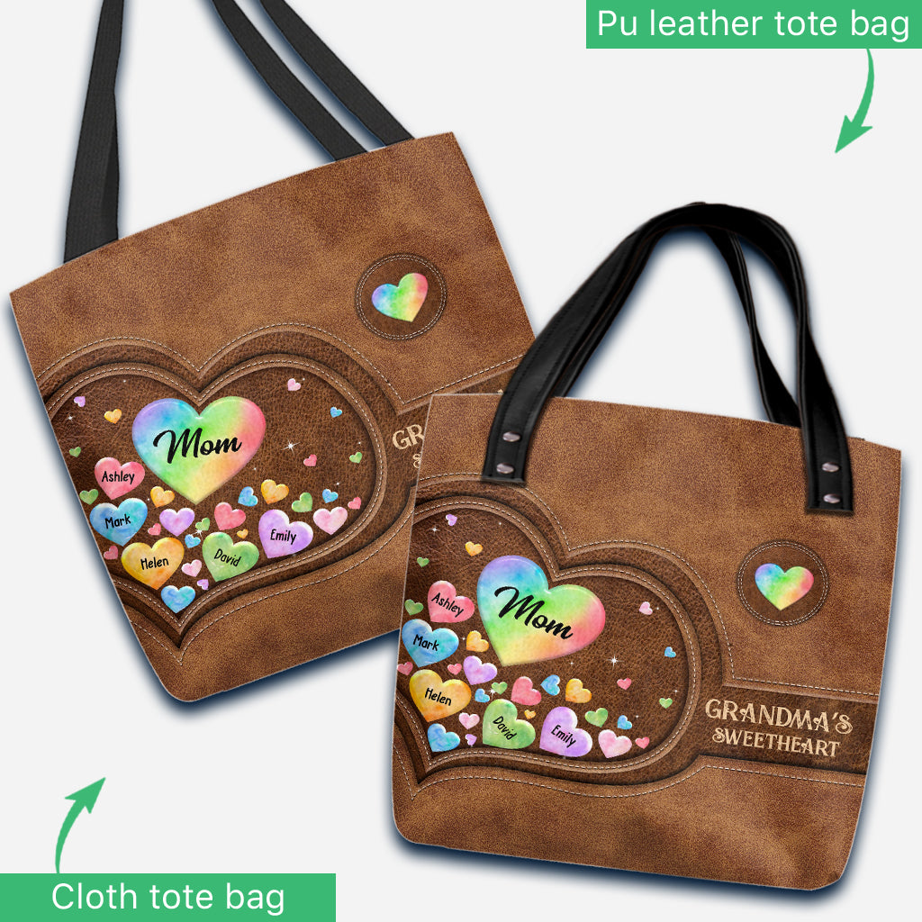 Buntes Herz für Oma und Mutter – Geschenk für Oma, Mama – Personalisierte Tragetasche