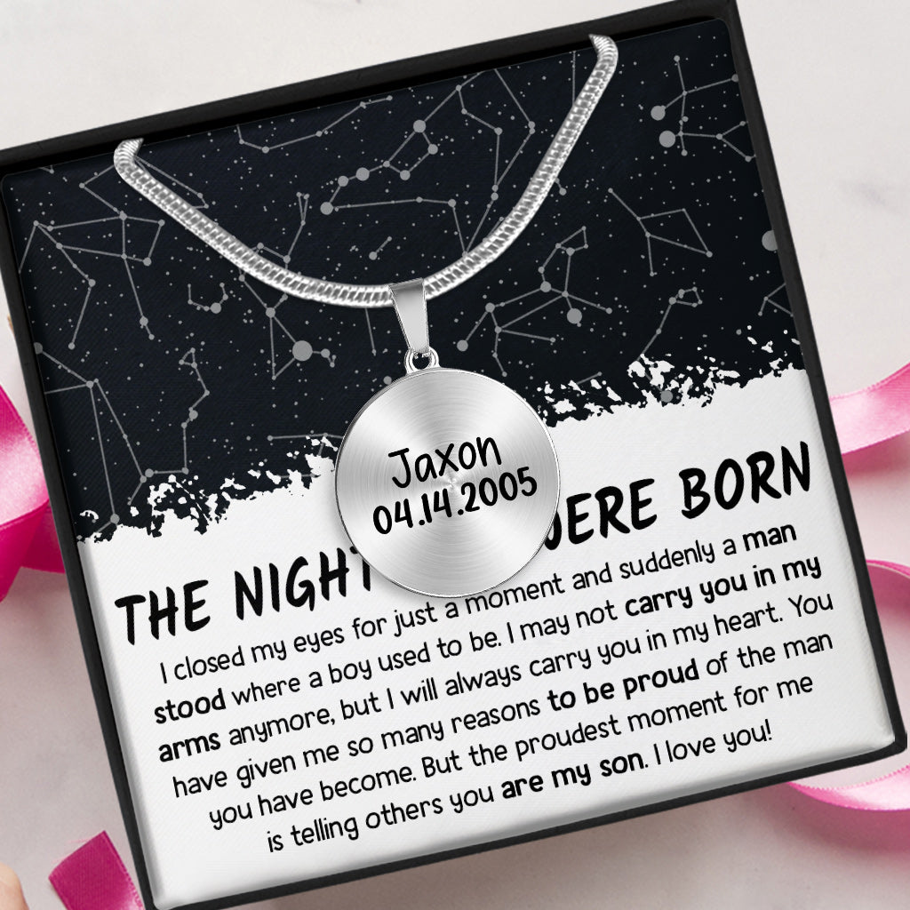 The Night You Were Born - Personalized Son Round Pendant Necklace