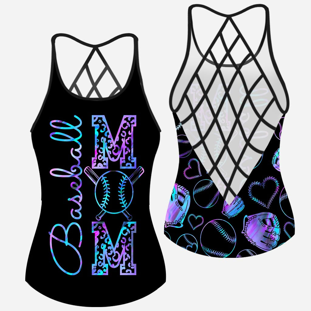 Baseball Mom Hologramm Baseball Kreuz Tanktop