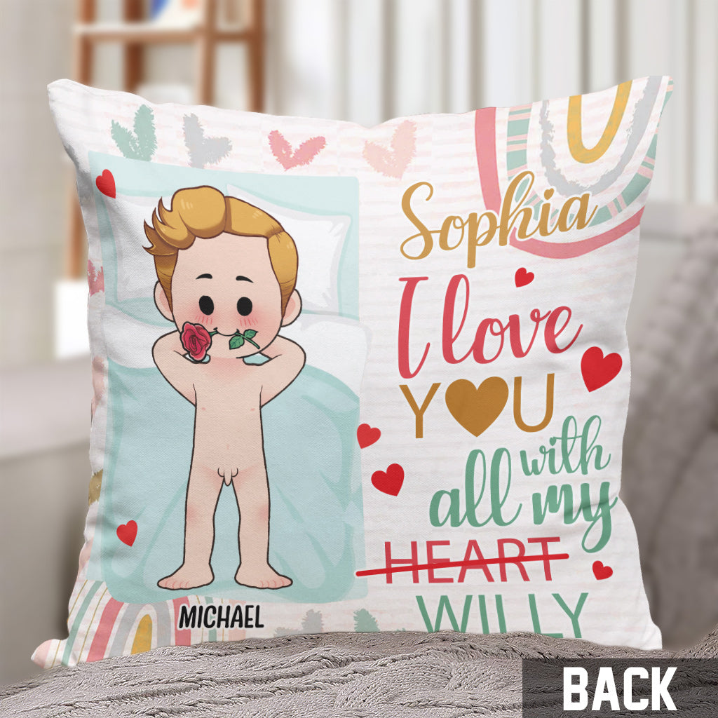 Ich liebe dich mit meinem ganzen Penis - Personalisiertes Pärchenkissen