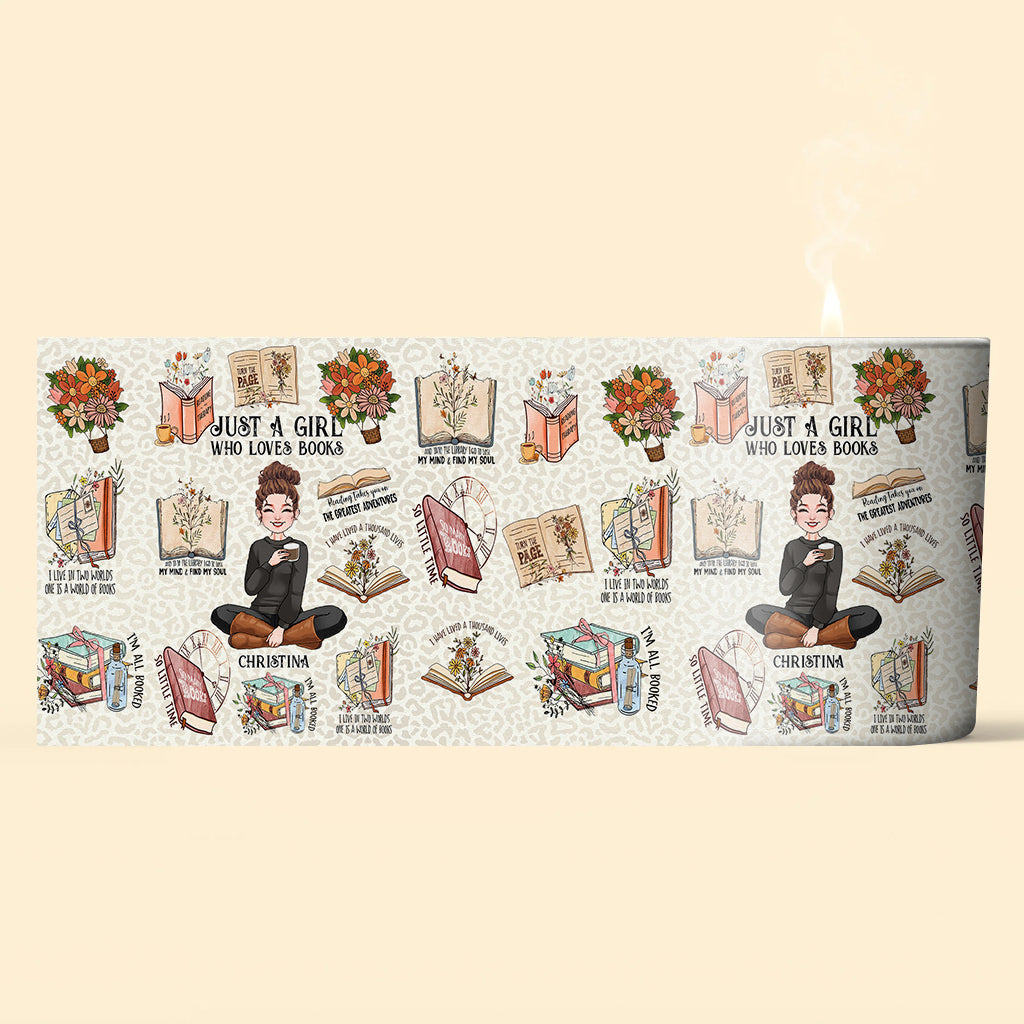 Just A Girl Who Loves Books - Personalized Book Candle With Wooden Lid