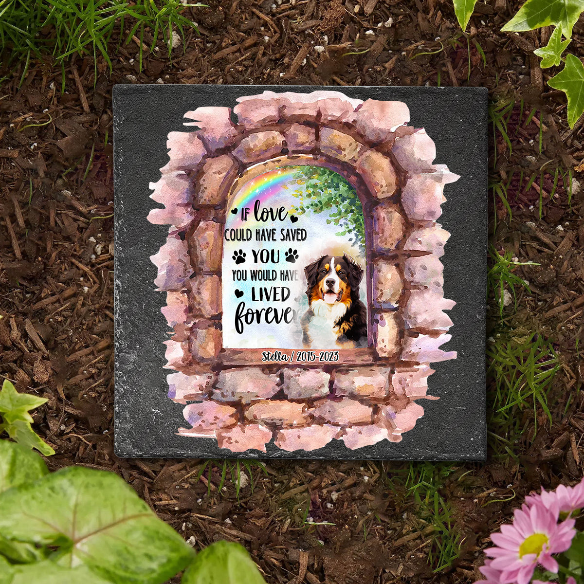 Nicht mehr an meiner Seite – Personalisierter quadratischer Stein in Hundeform