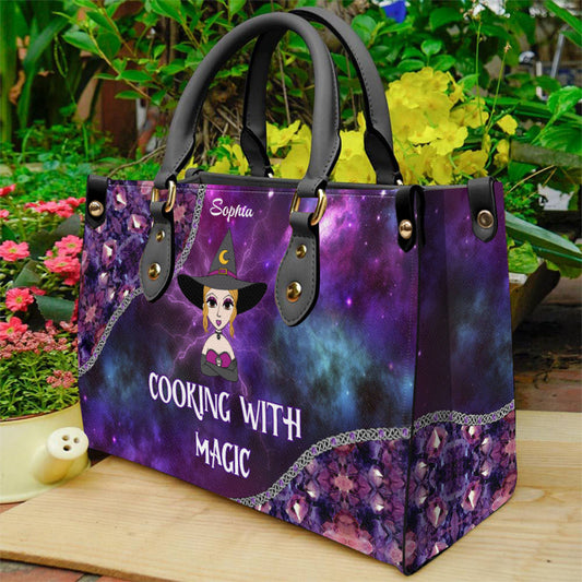 Kochen mit Magie – Personalisierte Hexen-Lederhandtasche