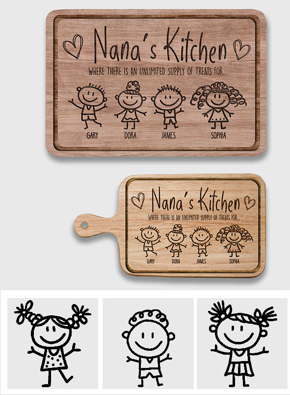 Omas Küche – Geschenk für Oma – Personalisiertes Schneidebrett
