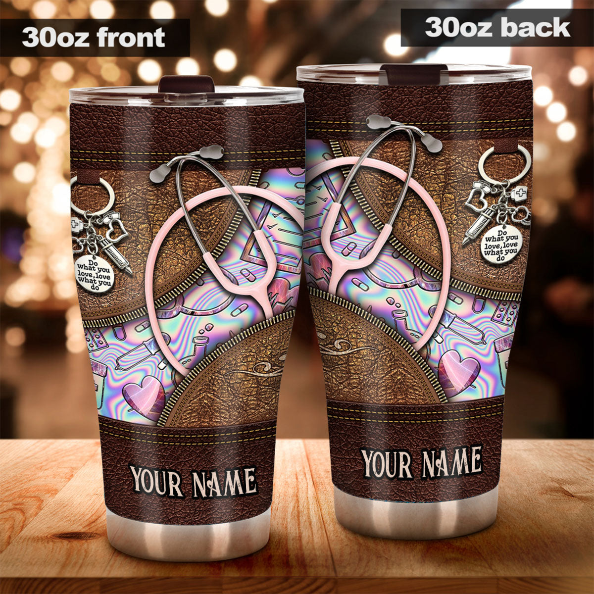 Rosa Stethoskop - Personalisierter Krankenschwester-Trinkbecher