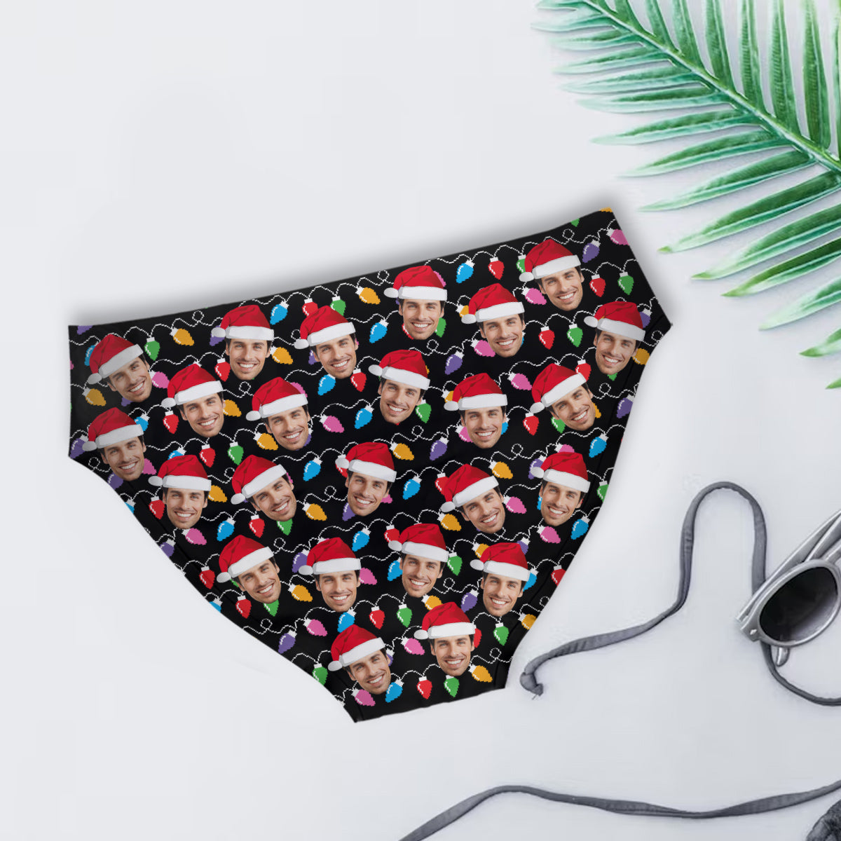 Beliebiges Foto hochladen Bunte Weihnachtsbeleuchtung - Personalisierte Slips für Paare (Damen) & Boxershorts für Herren
