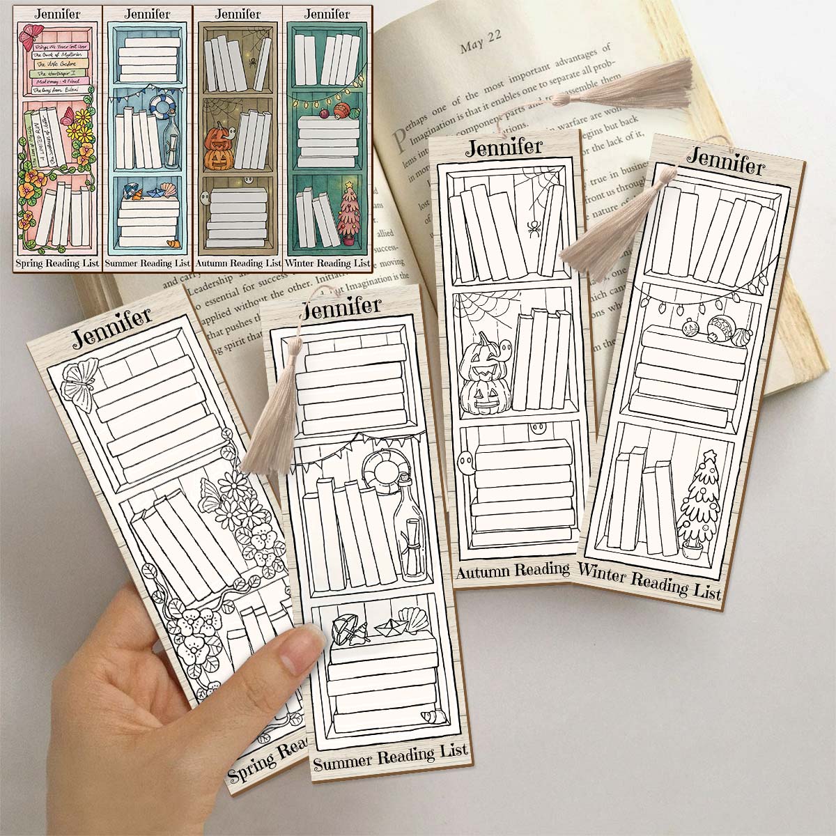 Seasonal Reading Track List - Personalized Book Bookmark