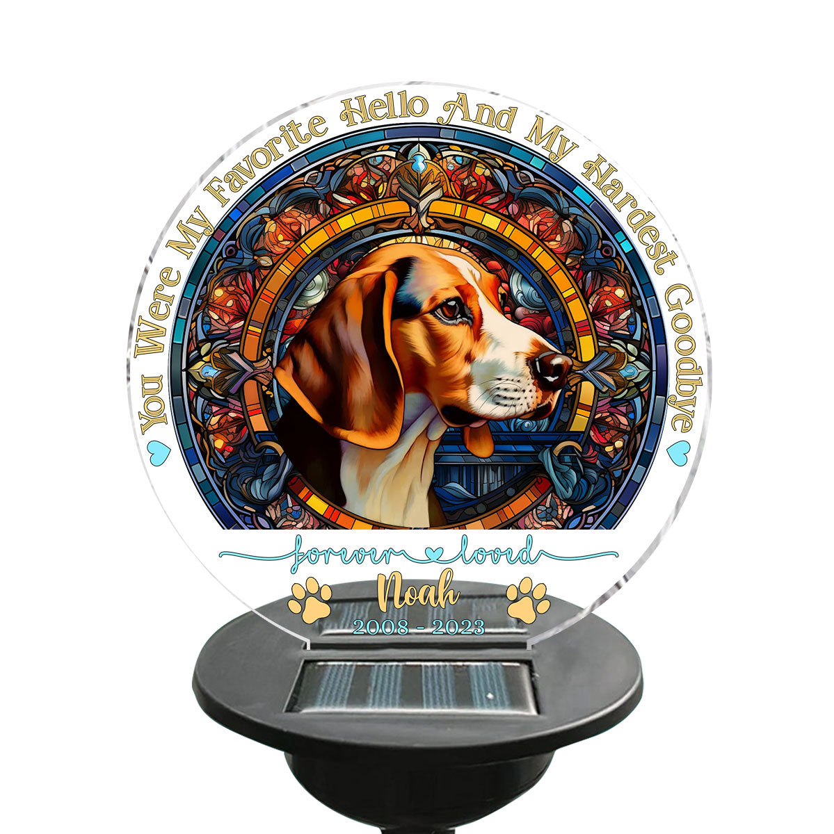 Du warst mein Liebling! Hallo – Personalisierte Solar-Gartenleuchte für Hunde