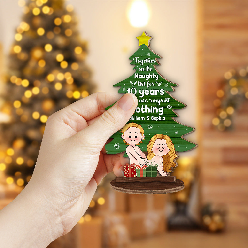 Together On The Naughty List For Years - gift for wife, boyfriend, husband, girlfriend - Personalized Freestanding Wood Plaque