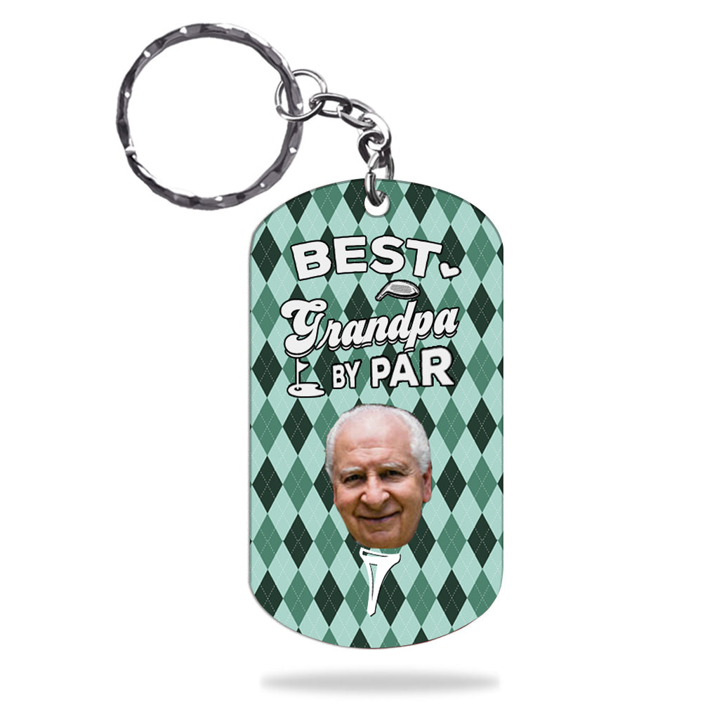 Best Dad By Par - Golf gift for dad, him, boyfriend, husband, grandpa - Personalized Stainless Steel Keychain
