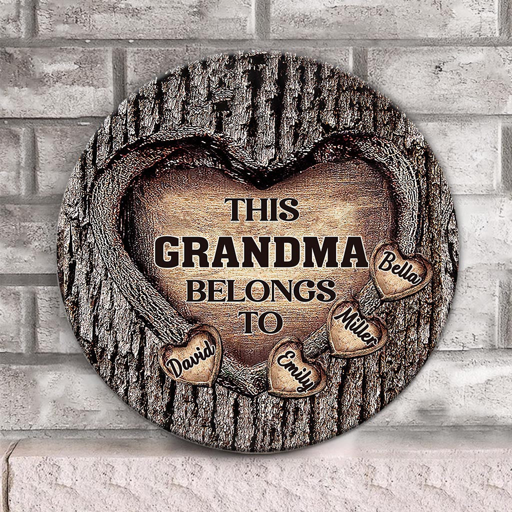 Papas Herz – Geschenk für Papa, Oma, Opa, Mama, Onkel, Tante, Bruder, Schwester – Personalisiertes rundes Holzschild