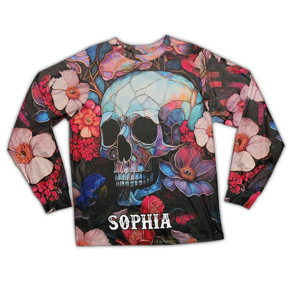 Personalisierter Totenkopf-Pyjama mit Blumenmuster