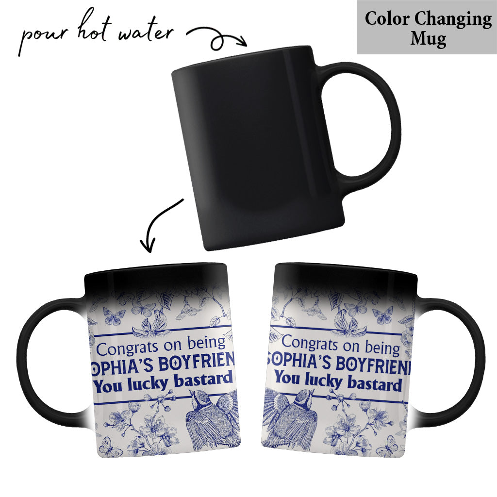 Herzlichen Glückwunsch, dass du meine Freundin/mein Freund/meine Frau/mein Mann bist! Du hast Glück! – Geschenk für Ehemann, Freund, Ehefrau, Freundin – Personalisierte Tasse