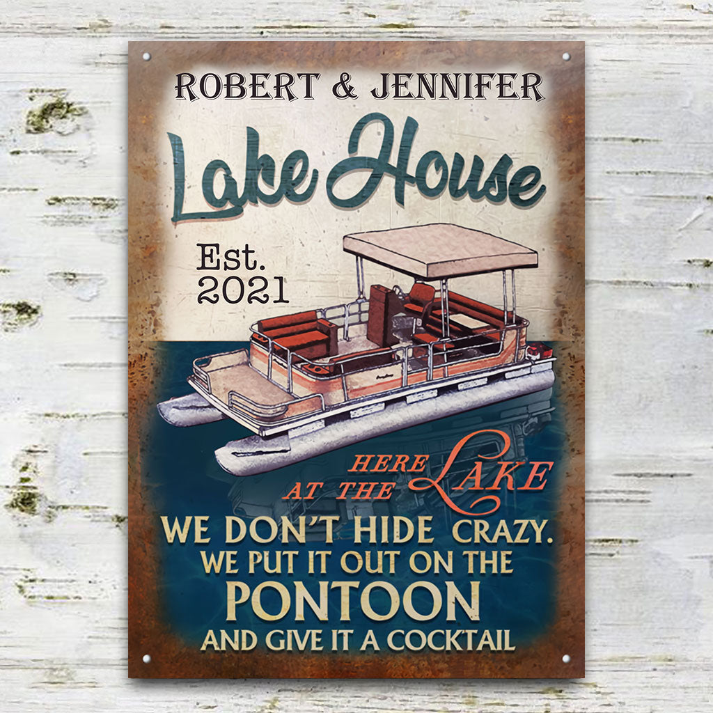 Seehaus – Personalisiertes rechteckiges Metallschild für Pontonboote