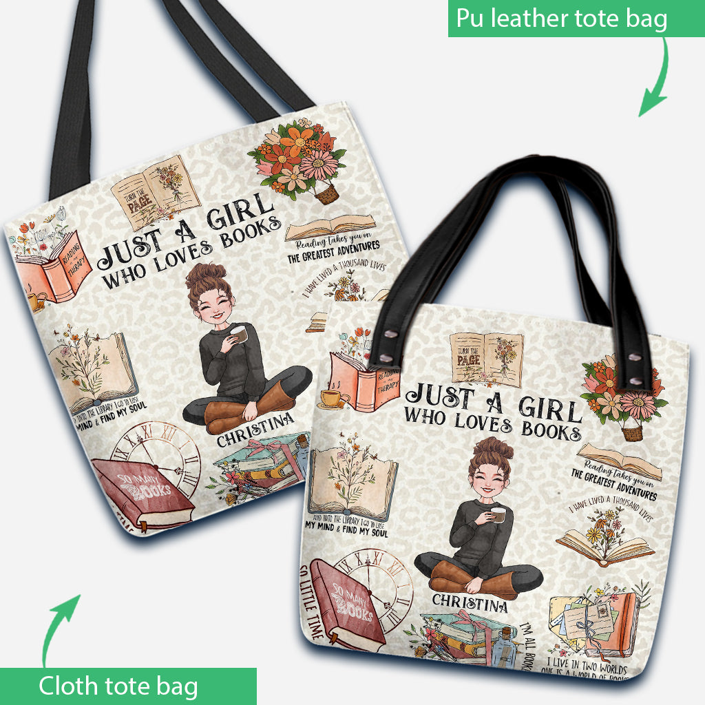Einfach ein Mädchen, das Bücher liebt – personalisierte Büchertasche