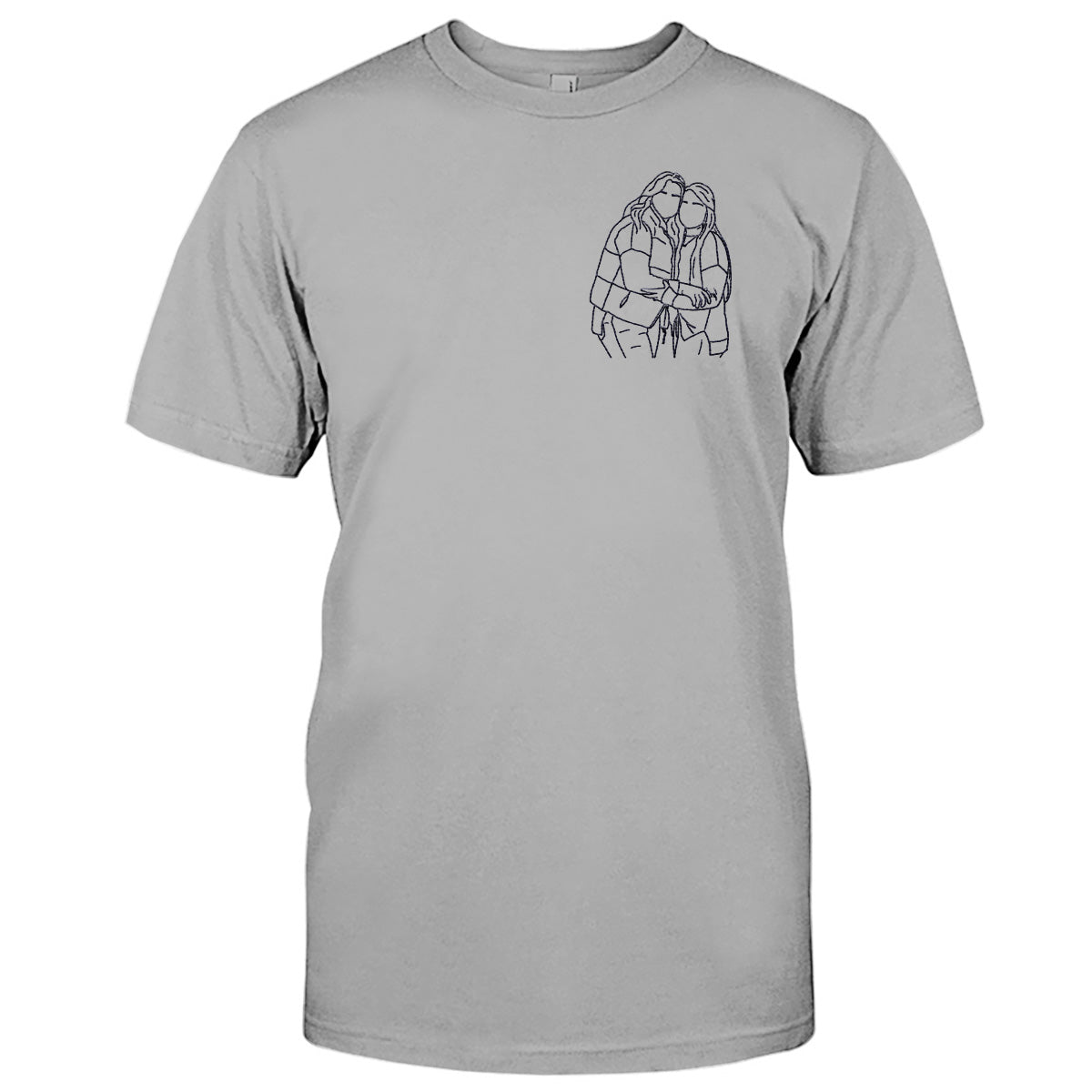 Individuelle Strichzeichnung – Personalisiertes T-Shirt mit Stickerei für deine beste Freundin