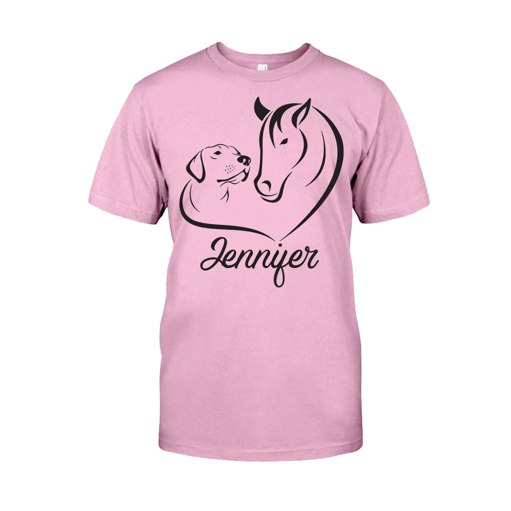 Pferd und Hund – Personalisiertes Pferde-T-Shirt und Hoodie