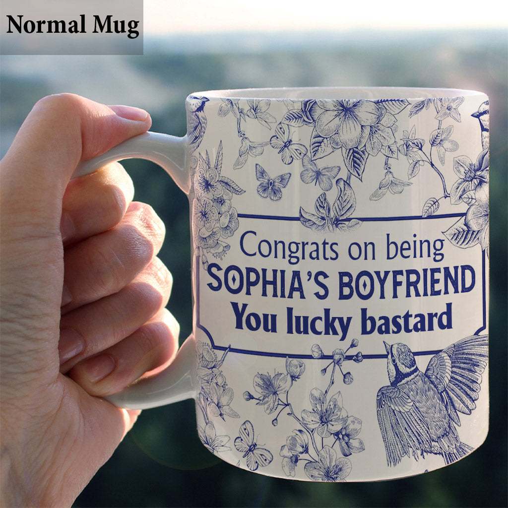 Herzlichen Glückwunsch, dass du meine Freundin/mein Freund/meine Frau/mein Mann bist! Du hast Glück! – Geschenk für Ehemann, Freund, Ehefrau, Freundin – Personalisierte Tasse
