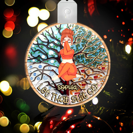 Lass den Scheiß los – Personalisierter Yoga-LED-Acryl-Anhänger