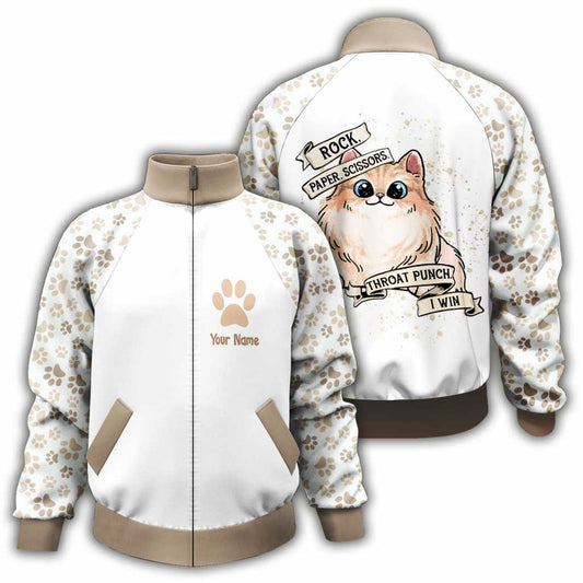 Schere, Stein, Papier – Personalisierte Katzen-Reißverschlussjacke
