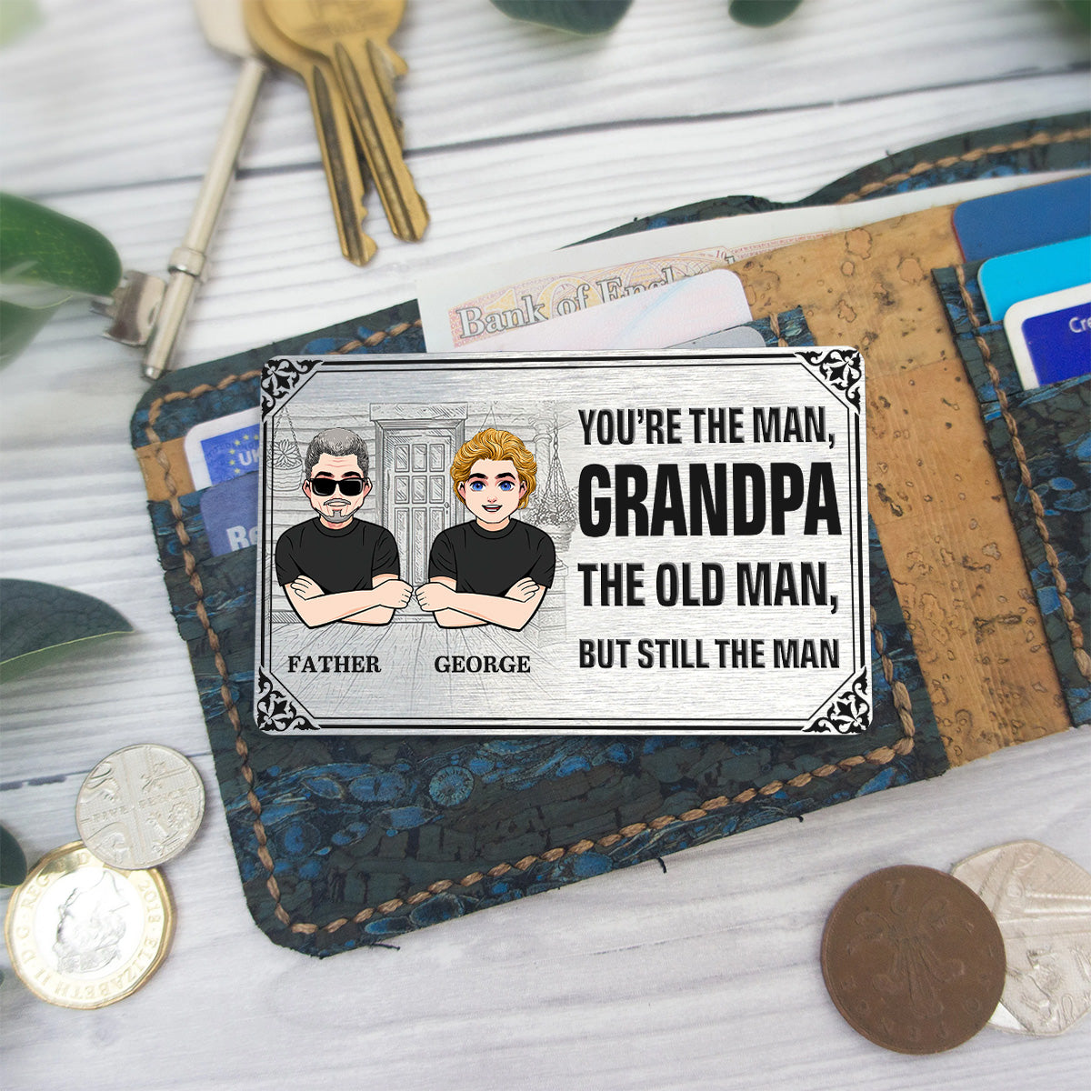 Du bist der Beste – Geschenk für Papa, Opa, Onkel, Ehemann – Personalisierte Brieftaschenkarte
