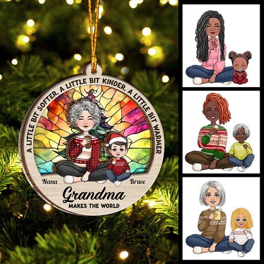 Grandma Make The World Warmer - Personalized Grandma Layers Mix Ornament