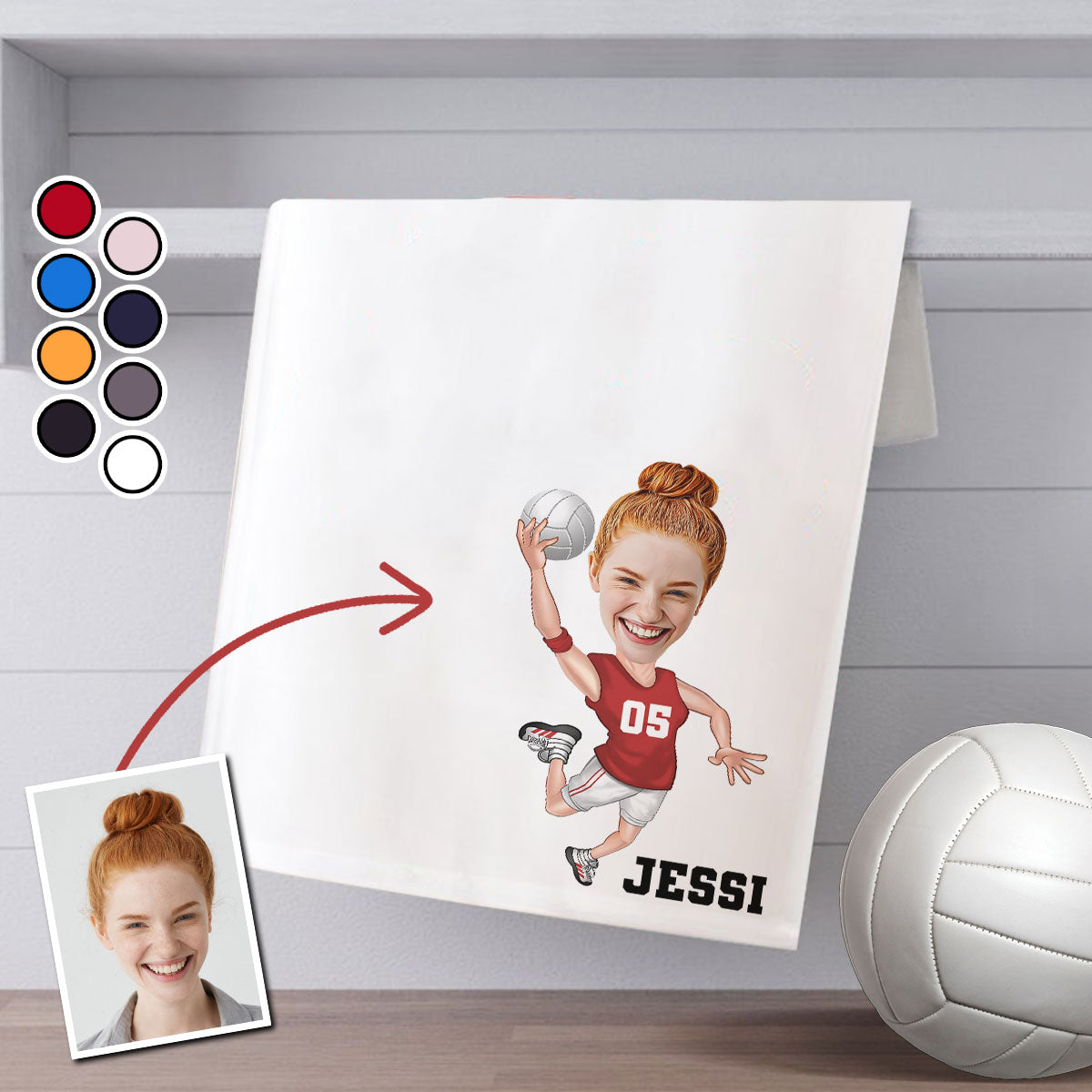 Sportliches Handtuch – personalisiertes Volleyball-Handtuch