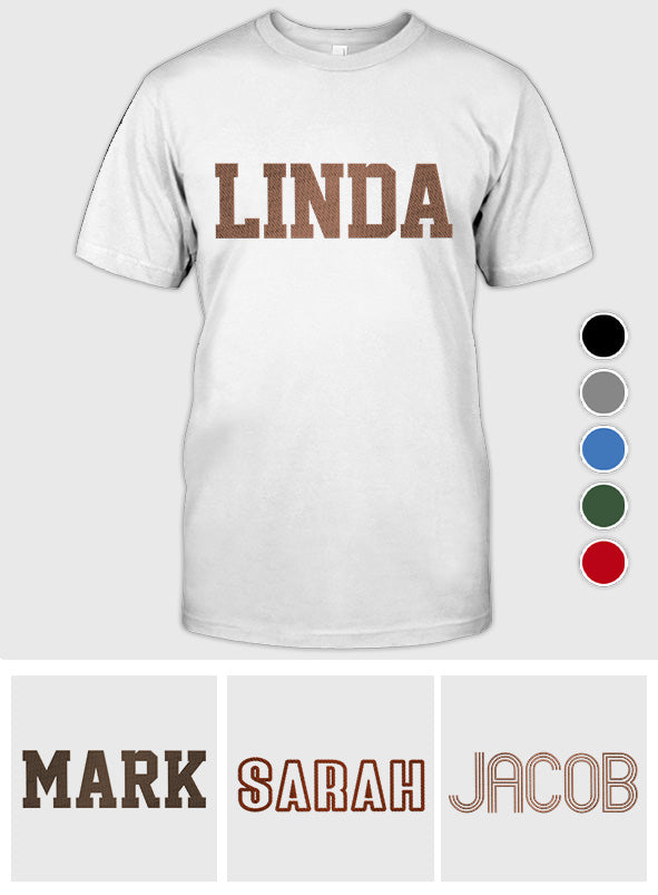 Custom Name - Personalized Aunt Embroidered T-shirt