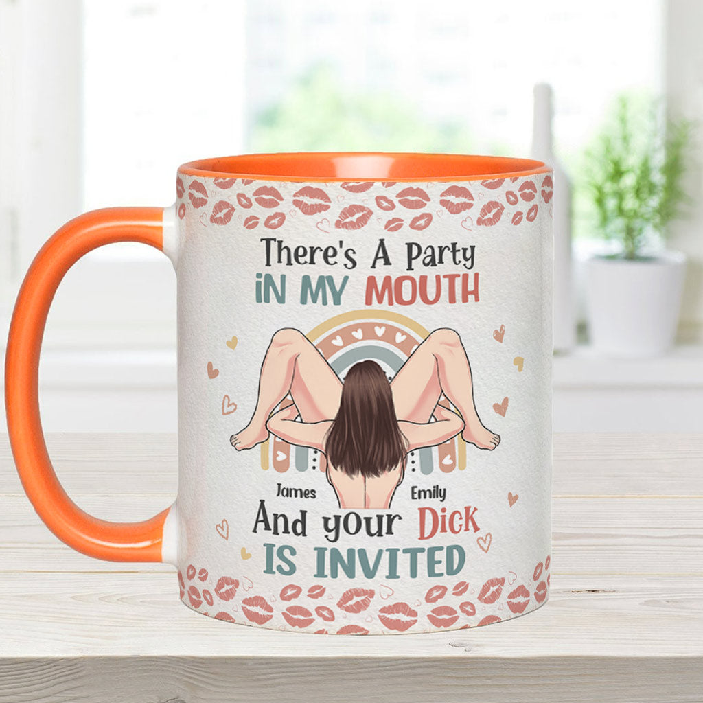 There Is A Party In My Mouth - Personalized Couple Accent Mug