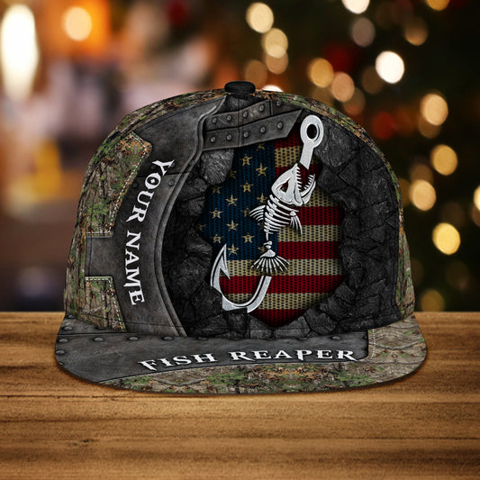 Fish Reaper – Personalisierte Angel-Snapback-Kappe