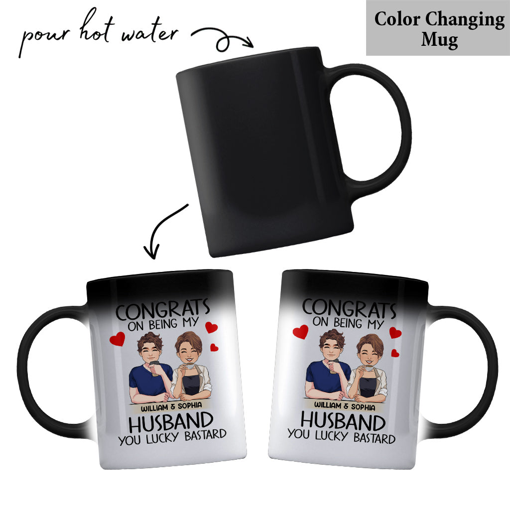 Glückwunsch, dass du mein Ehemann/meine Ehefrau/meine Freundin/mein Freund bist – personalisierte Tasse für Ehepaare