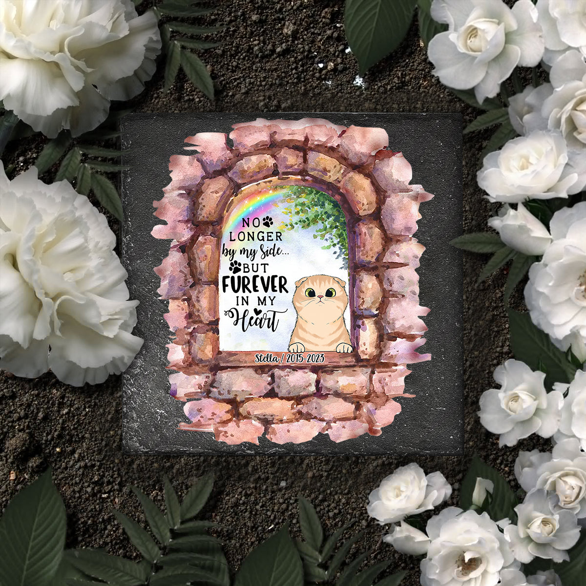 Nicht mehr an meiner Seite – Personalisierter quadratischer Stein in Hundeform