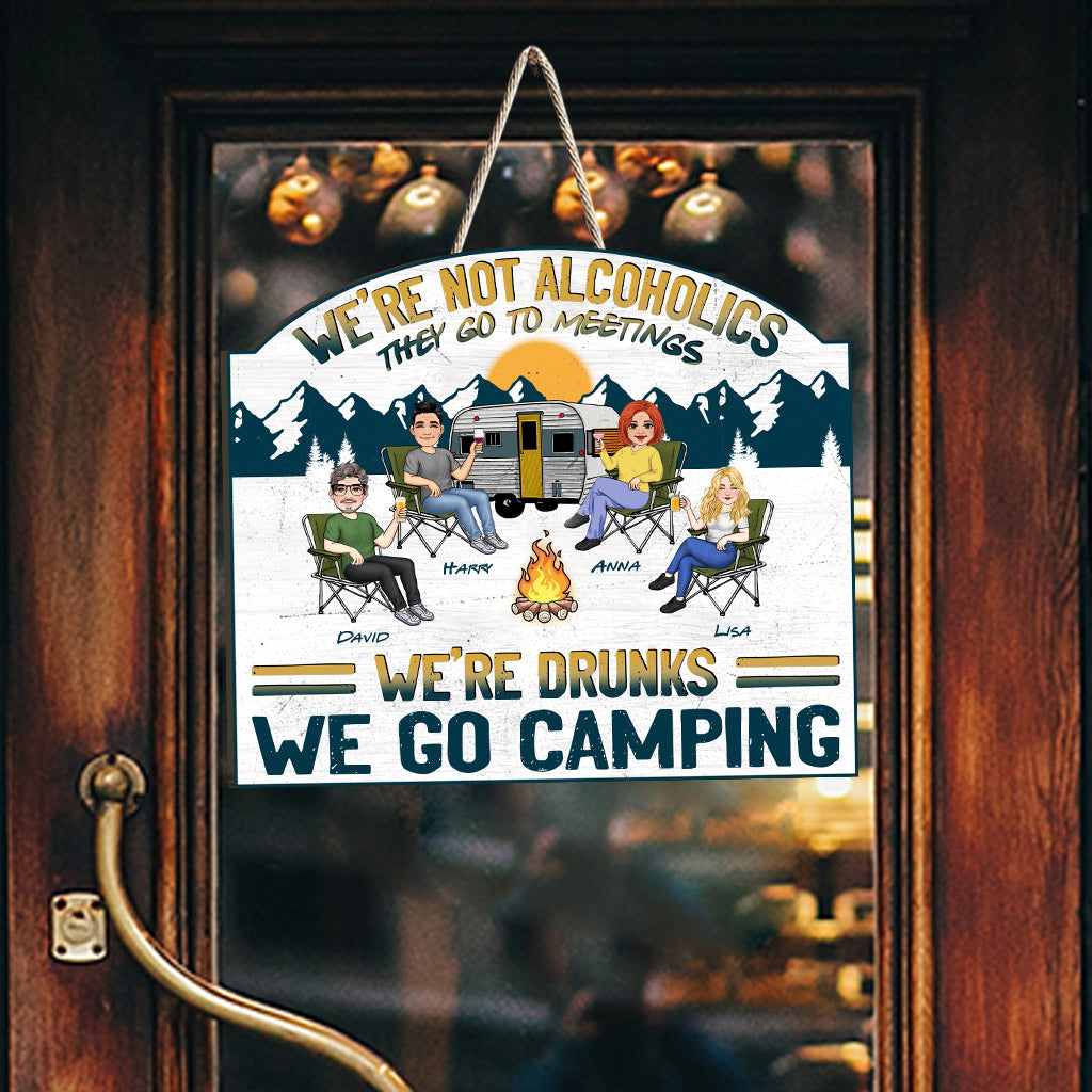 Wir sind Betrunkene, wir gehen zelten - Personalisiertes Camping-Holzschild