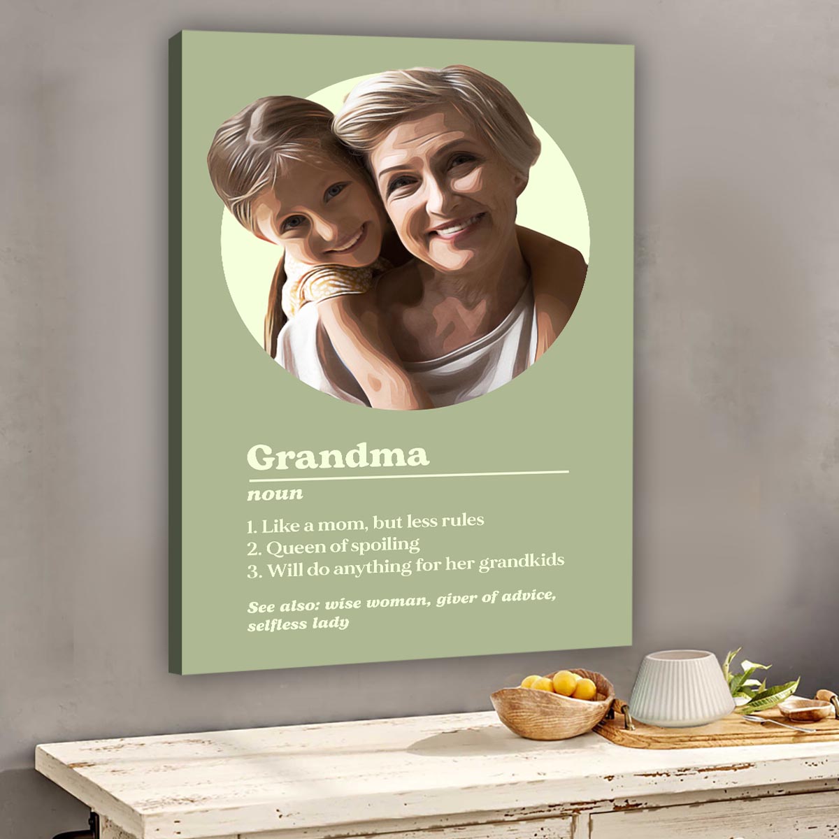 Oma-Porträt – Definition – Personalisierte Oma-Leinwand und Poster